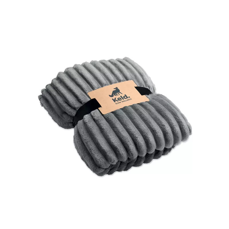 Koc polarowy RPET w paski 130x170 cm 450 g/m² NIEVE - Kamienny Szary (MO3184-15)