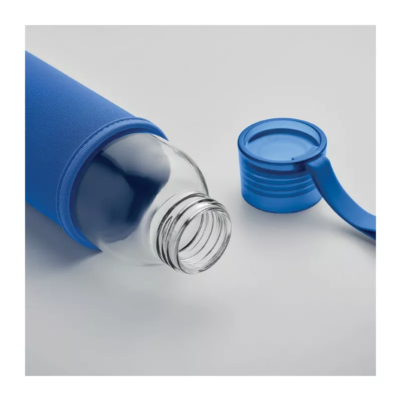 Butelka szklana z recyklingu 500 ml w etui EBOR - Niebieski (MO2089-37)