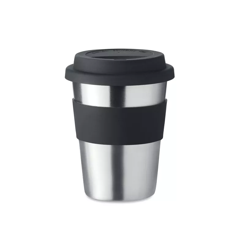 Kubek stalowy jednościenny z pokrywką 350 ml IRMUG - Czarny (MO6257-03)