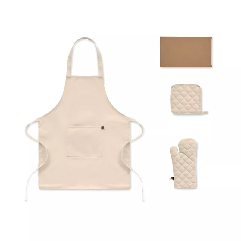 Fartuch z rękawicą i łapką 180 g/m² GALA SET - Bezowy (MO3171-13)