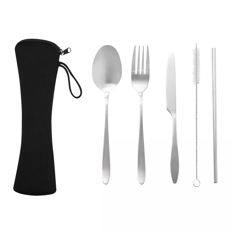 Zestaw sztućców ze stali nierdzewnej, 5 elementów - czarny (56-0301168)