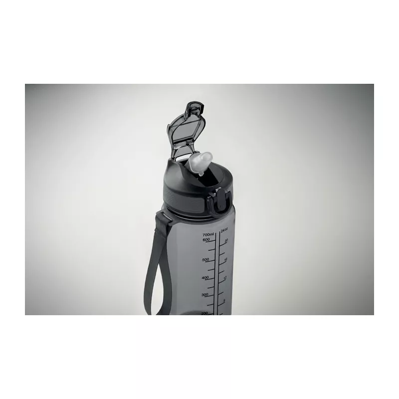 Butelka sportowa motywacyjna z RPET 700 ml ENKEL - Przezroczysty Szary (MO2792-27)
