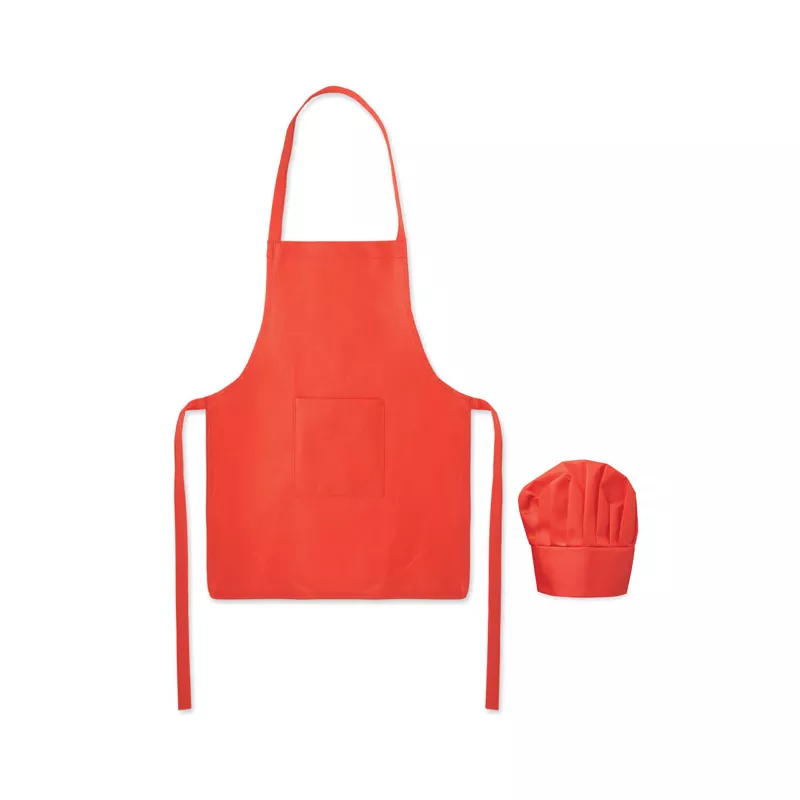 Fartuch i czapka kucharska dla dzieci 80 g/m² KID CHEF - Czerwony (MO2826-05)