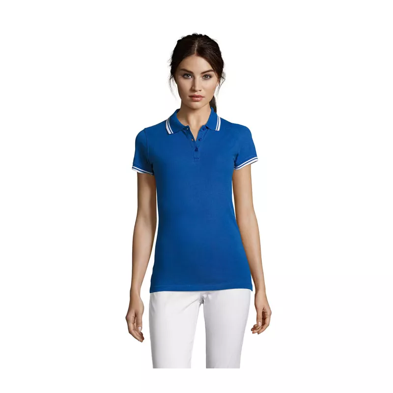 Polo damskie z piki 200 g/m² Sol's PASADENA WOMEN - Królewski Niebieski/biały (S00578-RW)