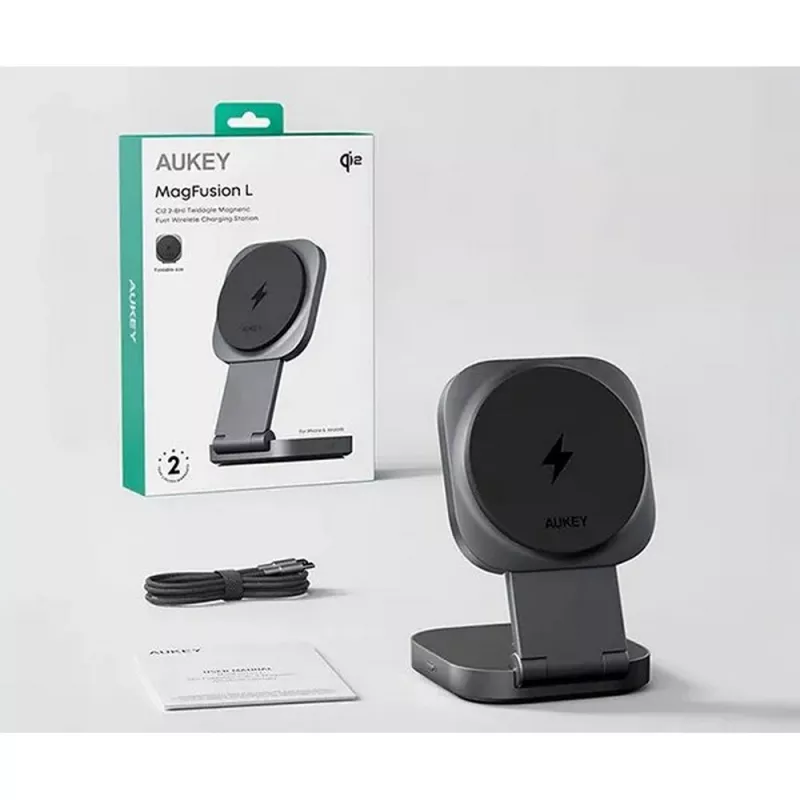 Magnetyczna ładowarka bezprzewodowa 15W Aukey - grafitowy (VAM11-15)