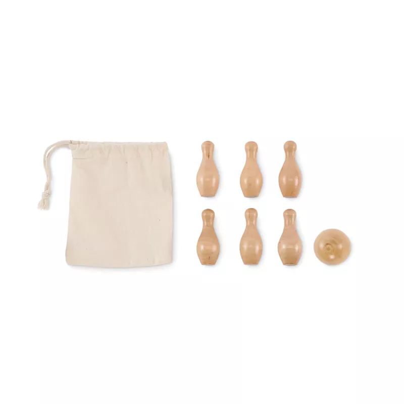 Mini kręgle z drewna sosnowego w woreczku BOLITO - Drewna (MO2434-40)