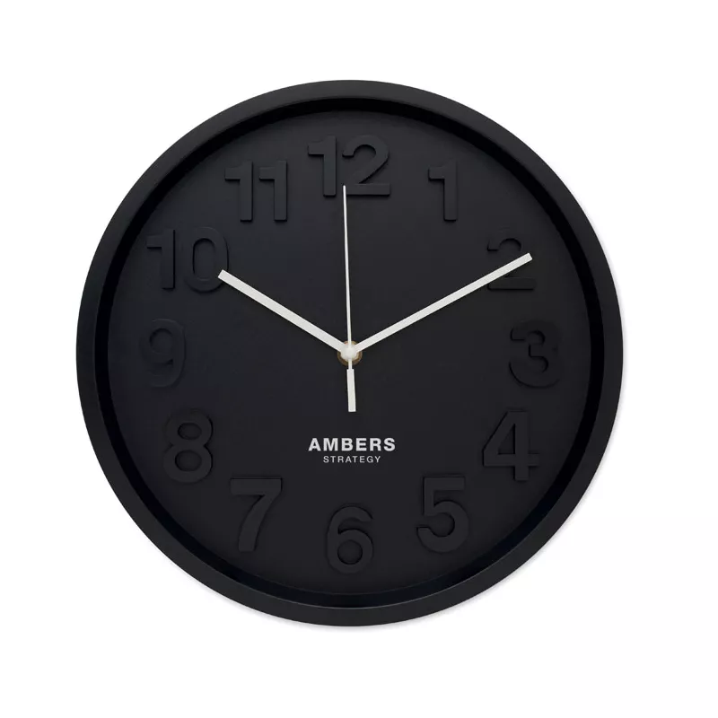 Zegar ścienny z cichym mechanizmem 30 cm MURO - Czarny (MO2851-03)