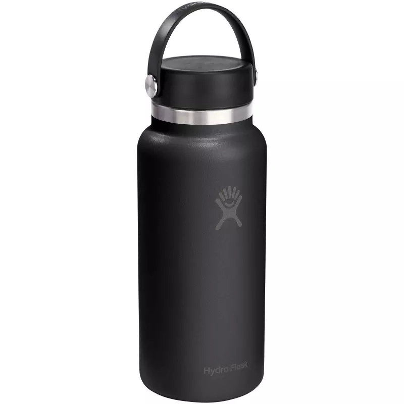 Butelka na wodę Hydro Flask Wide Mouth, pojemność 946 ml, z izolacją termiczną, wykonana ze stali nierdzewnej - Czarny (10099190)