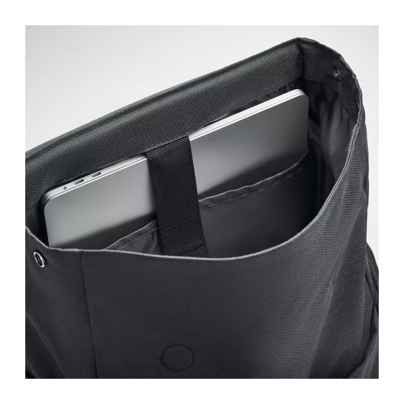 Plecak na laptop 15" z RPET z zatrzaskiem DAEGU LAP - Czarny (MO6464-03)
