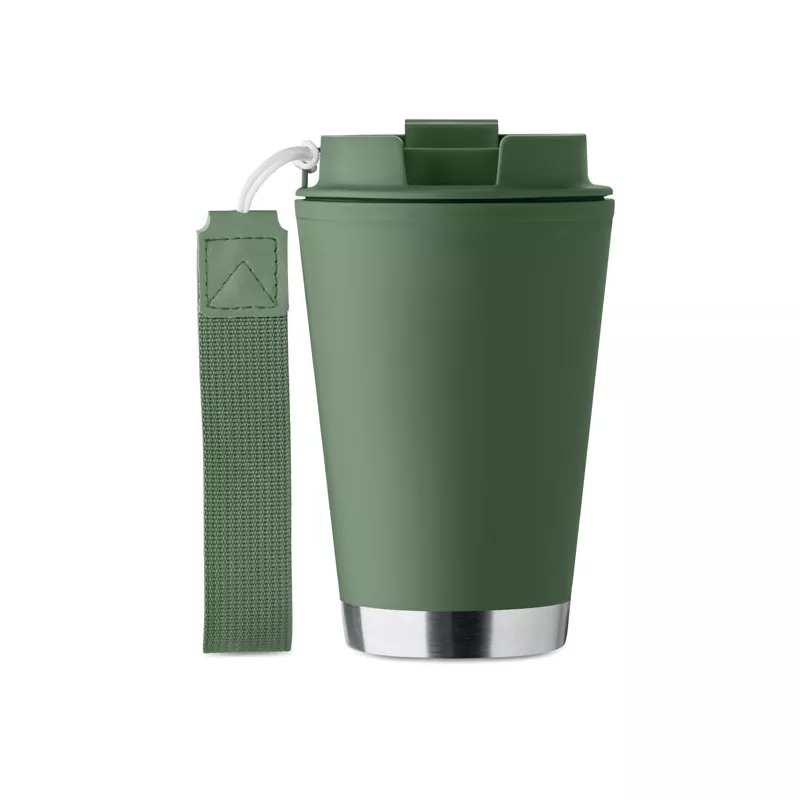 Kubek dwuścienny z PP z paskiem 300 ml TOPIZ - Ciemnozielony (MO2596-60)