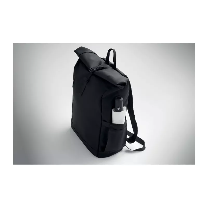 Plecak rolltop na laptop RPET 600D BANGKOK ROLL - Czarny (MO2643-03)