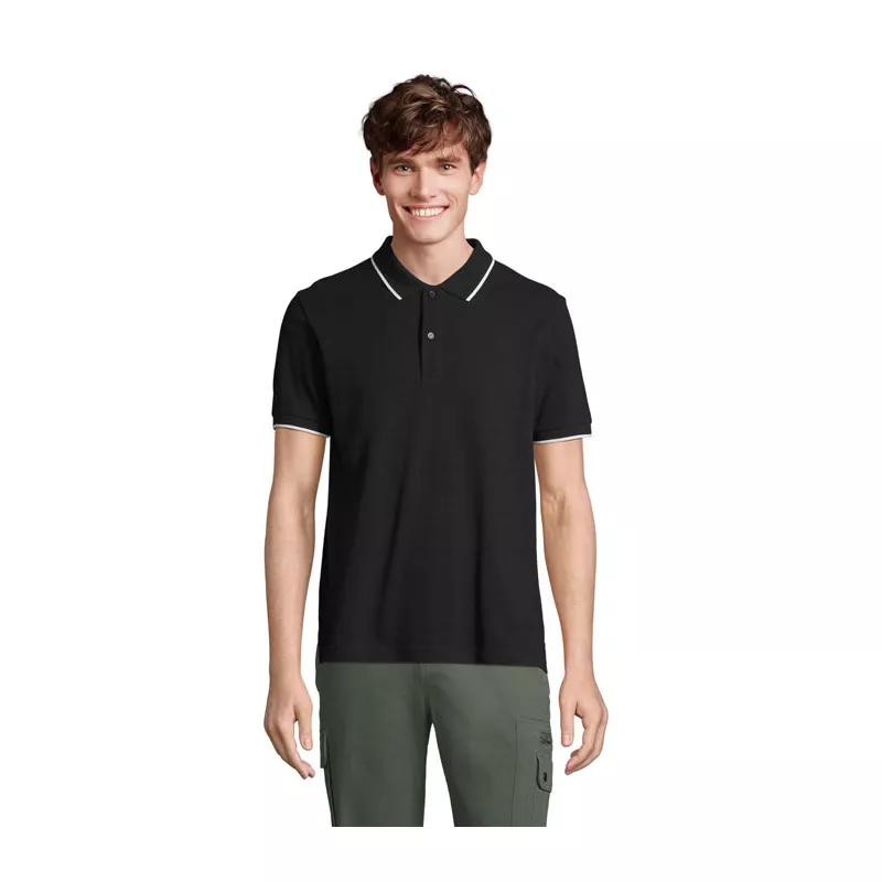 Koszulka polo unisex z prążkiem Sol's PALERMO - Negro/Blanco (S04769-BC)