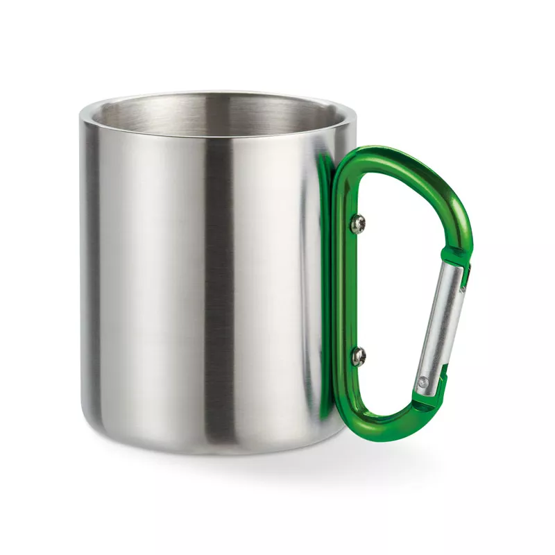 Kubek stalowy dwuścienny z karabinkiem 220 ml TRUMBO - Zielony (MO8313-09)