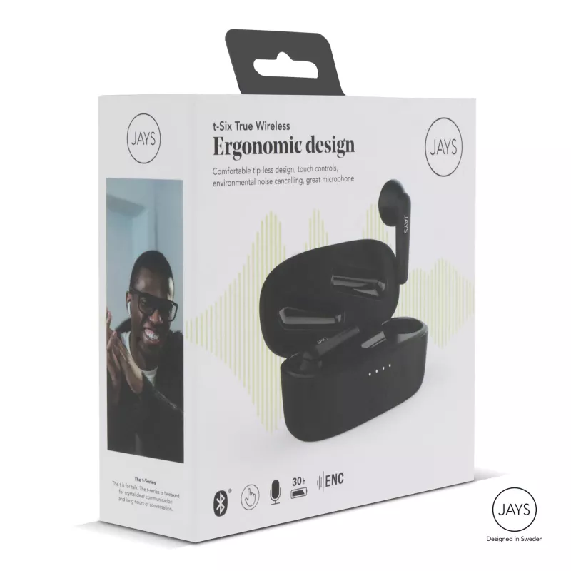 T00252 | Słuchawki Bluetooth Jays T-Six - czarny (LT45301-N0002)