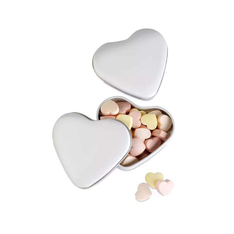 Cukierki 24 g w metalowej puszce serce LOVEMINT - Bialy (MO7234-06)