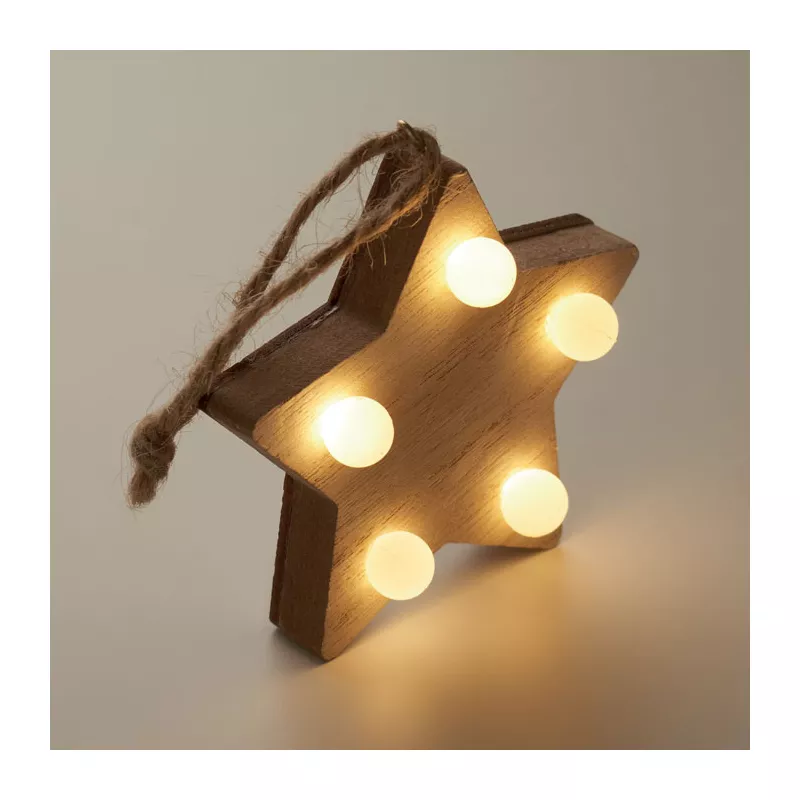 Gwiazdka drewniana z 6 lampkami LED LALIE - Drewna (CX1531-40)