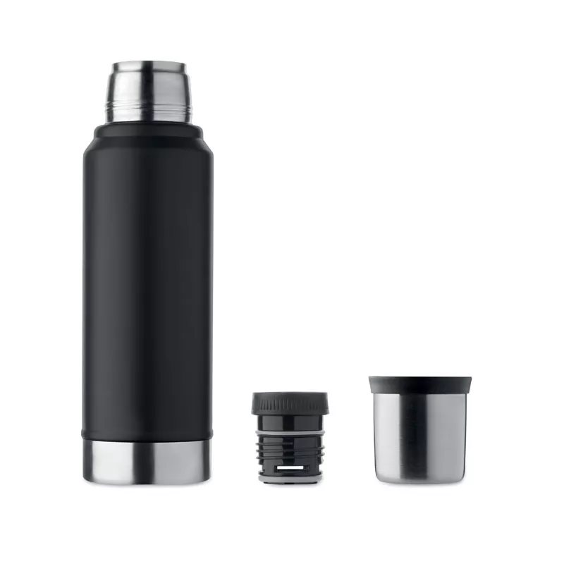 Termos stalowy z kubkiem 1000 ml NYIMA - Czarny (MO2710-03)