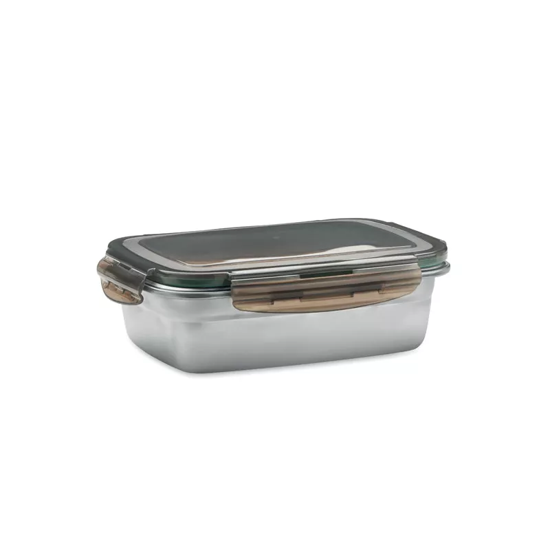 Lunchbox ze stali z recyklingu 850 ml LOX - Przezroczysty Szary (MO2343-27)