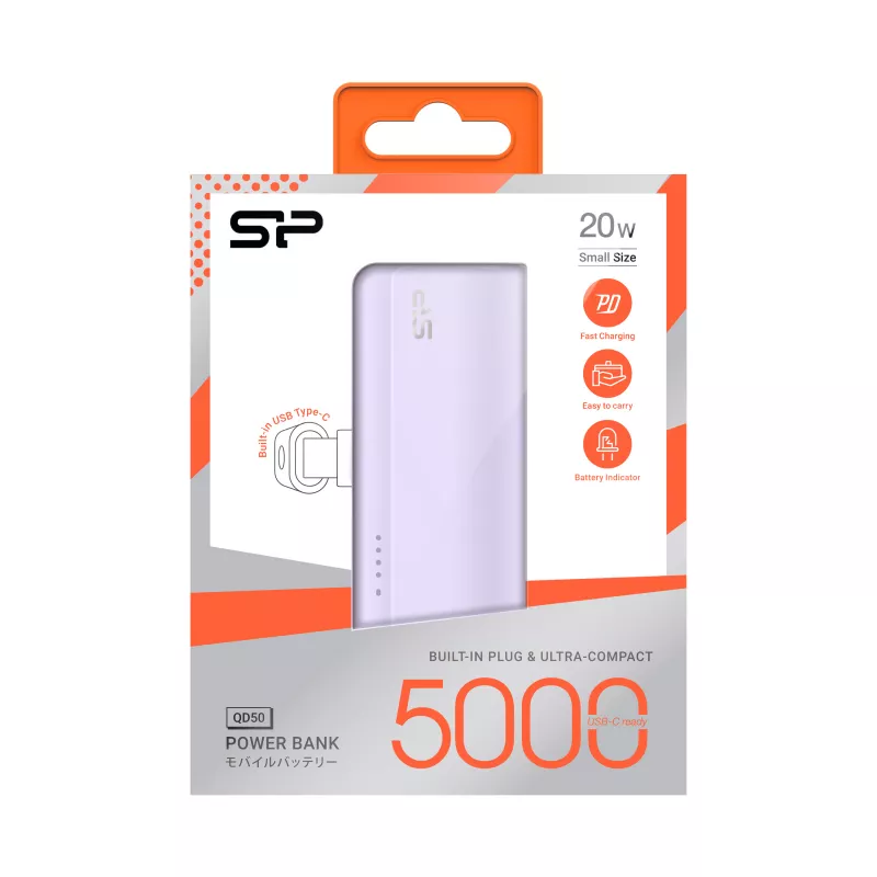 Power bank QD50 5000 mAh Silicon Power - fioletowy (EG834312)