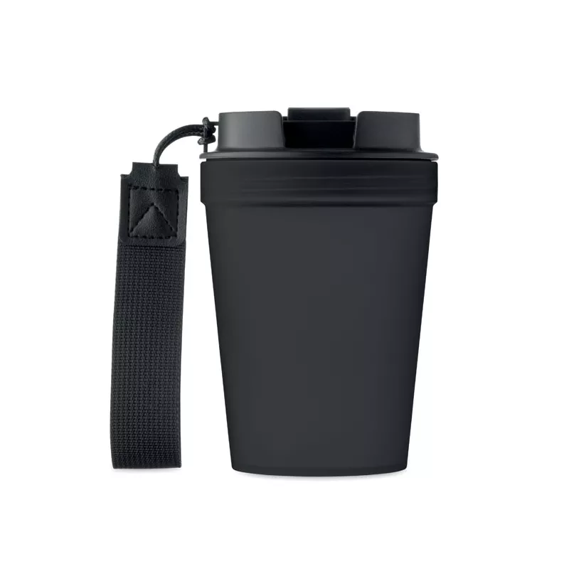 Kubek z PP z paskiem 300 ml ISFORDEN TUMBLER - Czarny (MO2670-03)