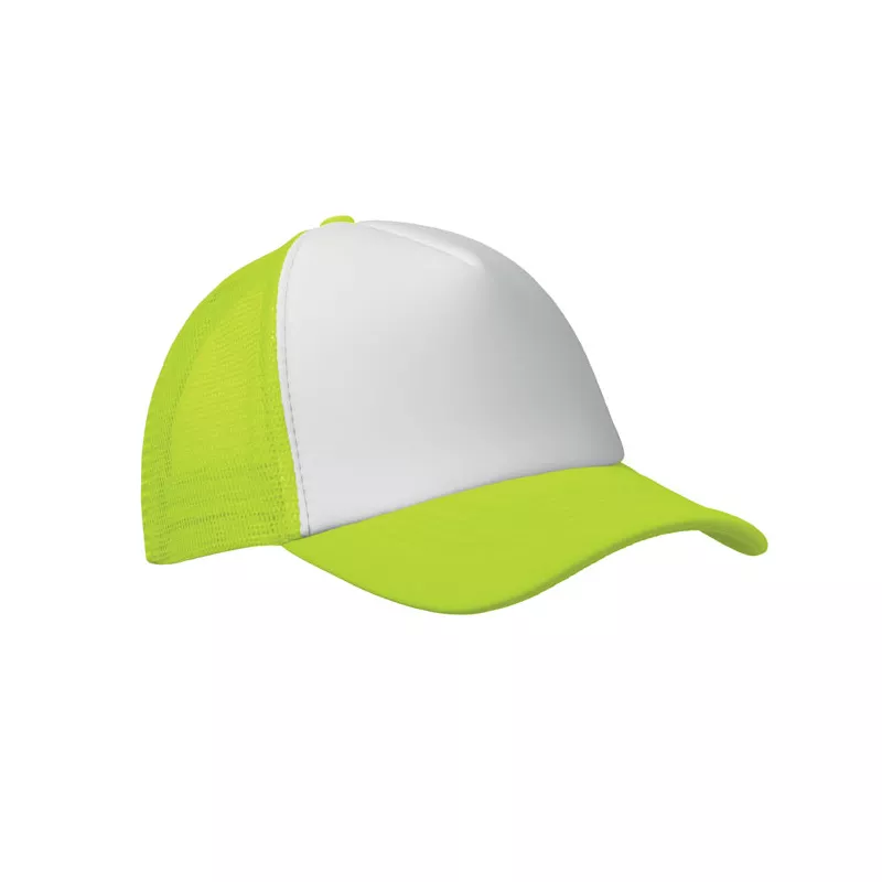 Czapka trucker 5-panelowa 150 g/m² BUBBLE - Biały/Neonowy Żółty (MO2269-84)