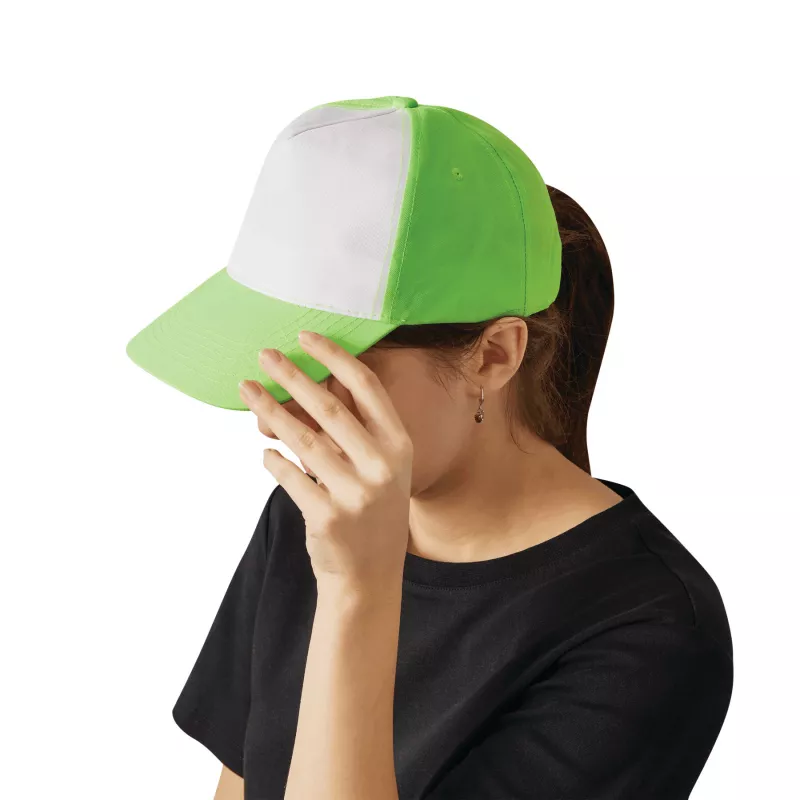 5 segmentowa czapka SHINY - biały, zielony (56-0701802)