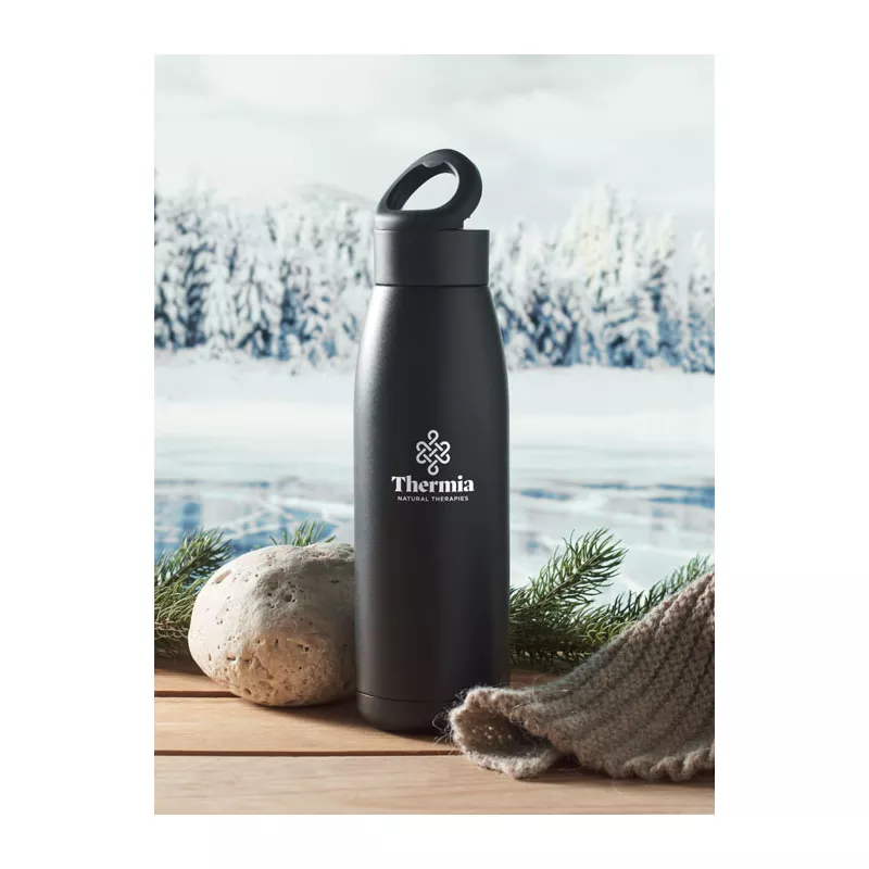 Butelka dwuścienna stalowa 400 ml CALEFRIO - Czarny (MO2331-03)