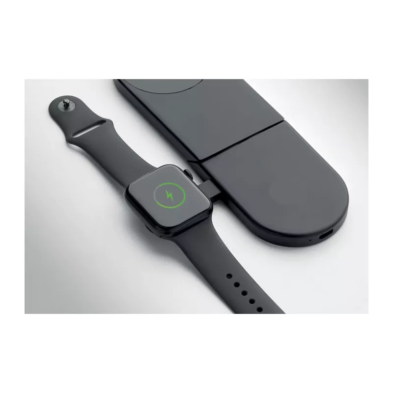 Ładowarka magnetyczna 3 w 1 składana 15W ELASTI - Czarny (MO3206-03)