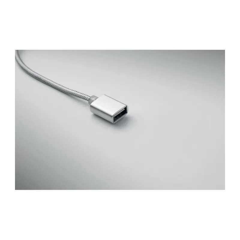 Brelok z kablem 3 w 1 i hubem USB aluminiowy HUBLUE - Srebrny (MO3150-14)