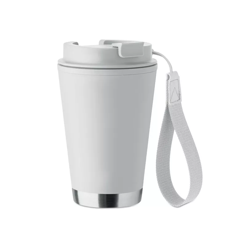 Kubek dwuścienny z PP z paskiem 300 ml TOPIZ - Bialy (MO2596-06)