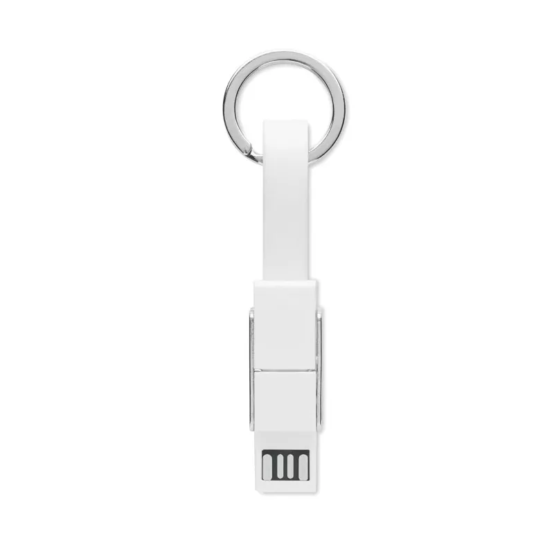 Brelok z kablem do ładowania 4 w 1 KEY C - Bialy (MO6820-06)