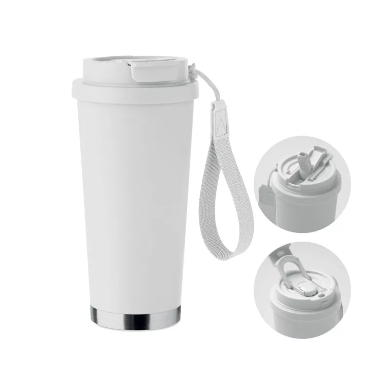 Kubek termiczny 2 w 1 ze stali 500 ml TOPAZ LARGE - Bialy (MO2662-06)