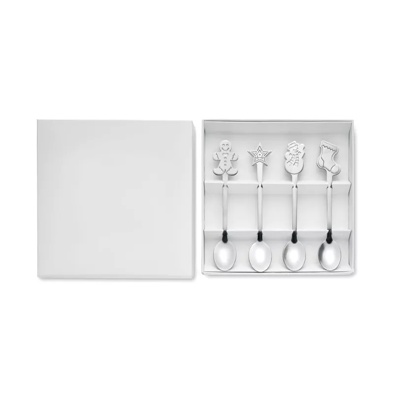 Łyżeczki do herbaty świąteczne 4 szt. CHIP SET - Srebrny Mat (CX1533-16)
