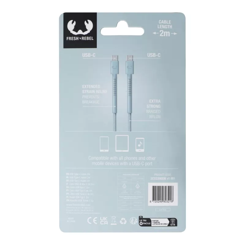 2UCC200 | Kabel Fresh 'Rebel USB-C do USB-C 2,0 m - pastelowoniebieski (LT49409-N0016)