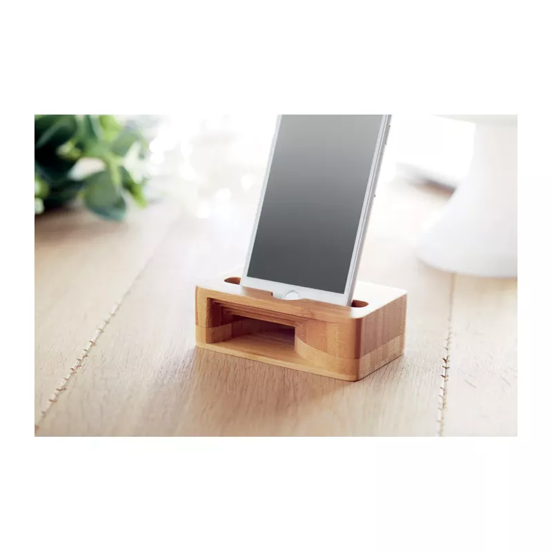 Stojak na smartfon bambusowy ze wzmacniaczem CARACOL - Drewna (MO9706-40)