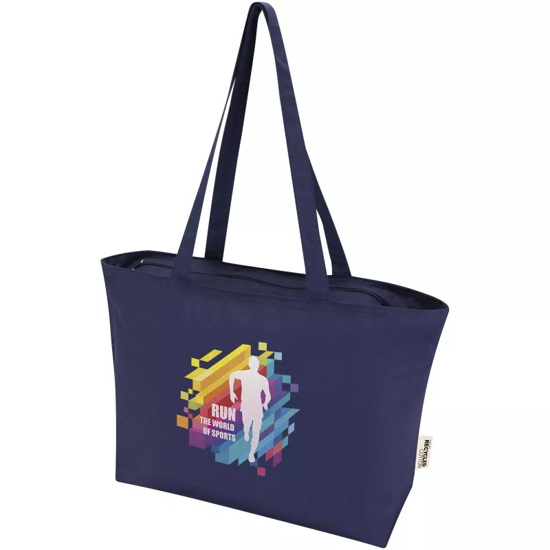 Torba bawełniana 320 g/m², 47x11x30,5cm Ningbo, zapinana na suwak - Granatowy (12033155)