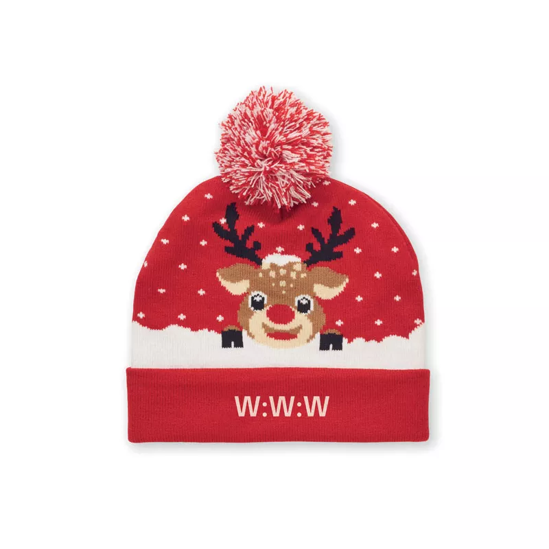 Czapka świąteczna z dzianiny z pomponem SHIMAS HAT - Czerwony (CX1529-05)