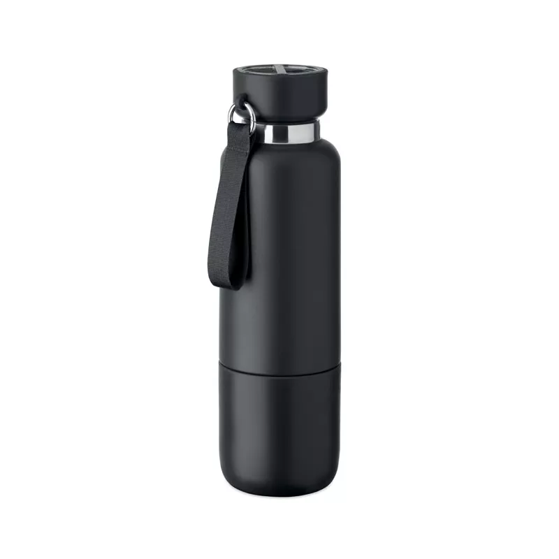 Butelka termiczna stalowa z kubkiem 500 ml NOEKA - Czarny (MO2716-03)