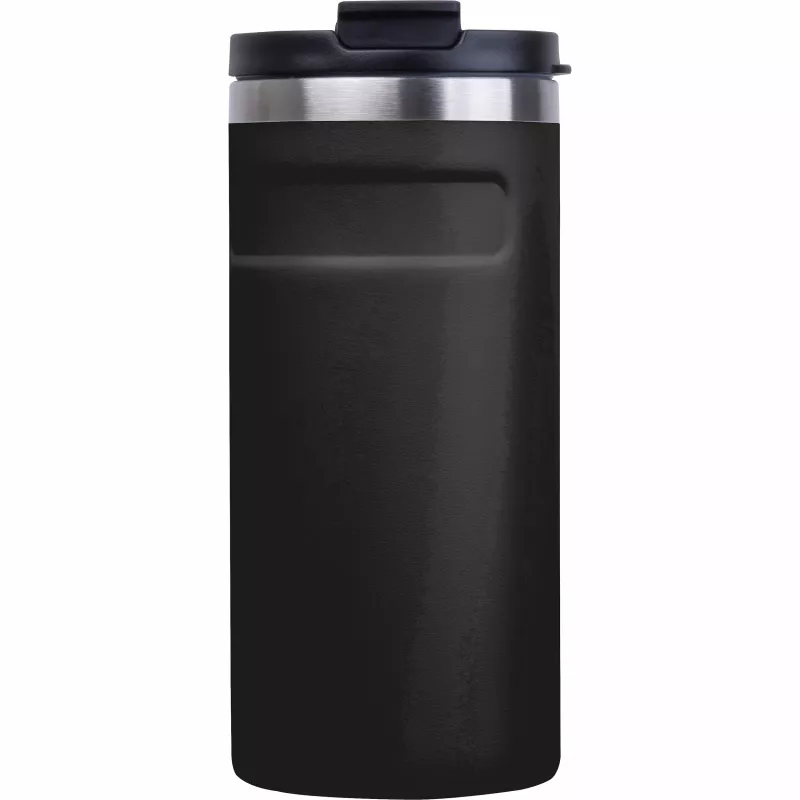 Kubek termiczny ze stali z recyklingu 450 ml SILVIO - czarny (8536503)
