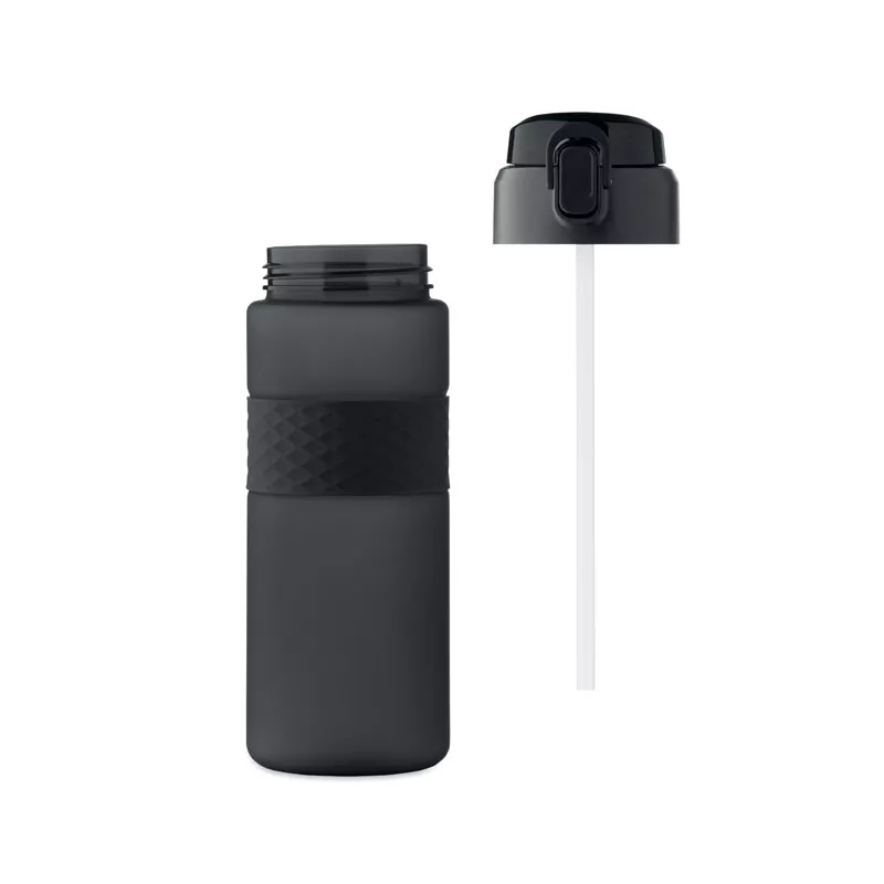 Butelka z RPET ze słomką 700 ml ISJFORDEN - Czarny (MO2755-03)