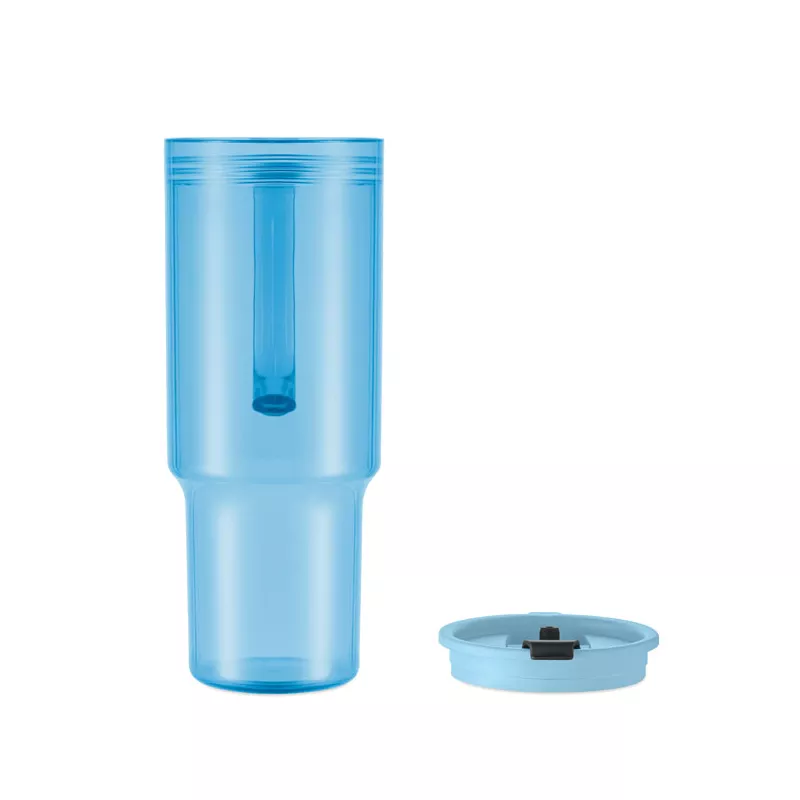 Kubek z RPET ze słomką 1200 ml MUGORA - Przezroczysty Blekitny (MO2964-52)