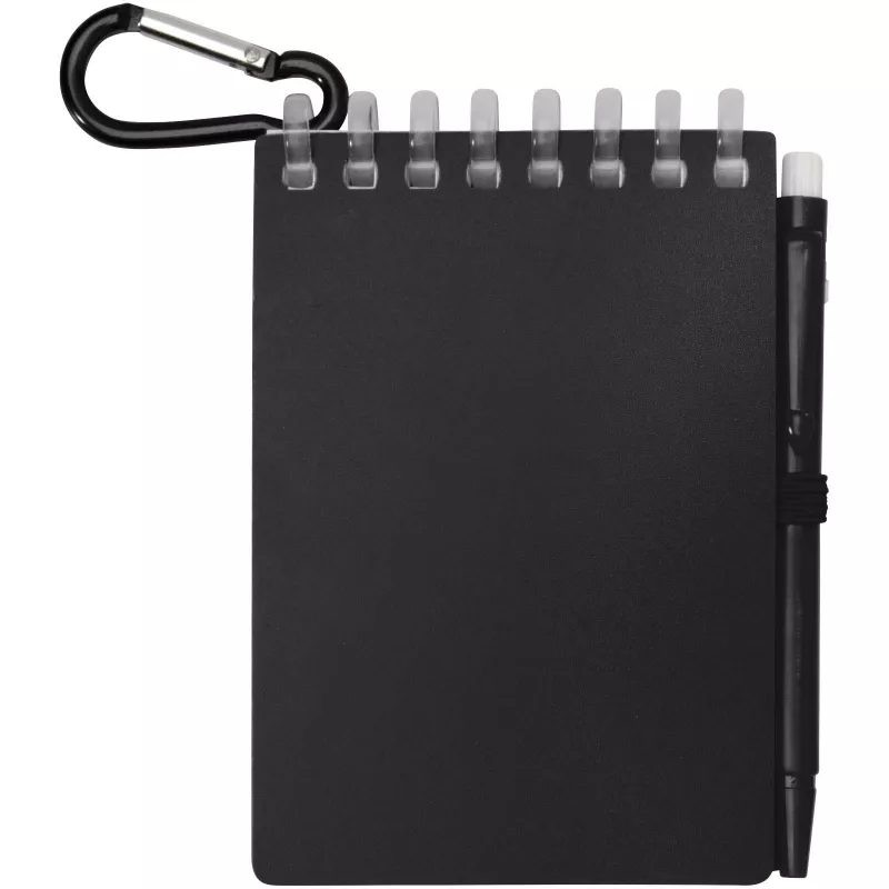 Lig Mini outdoorowy zestaw z notatnikiem w miękkiej okładce z tworzyw sztucznych pochodzących z recyklingu i długopisem (niebieski tusz) - Czarny (10705190)