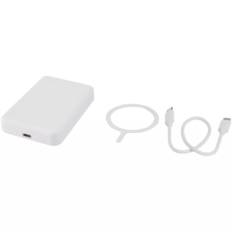 Acrab magnetyczny bezprzewodowy powerbank o pojemności 5000 mAh i mocy 15 W z technologią PD 20 W — wykonany z tworzyw sztycznych pochodzących z recyklingu. - Biały (12444101)