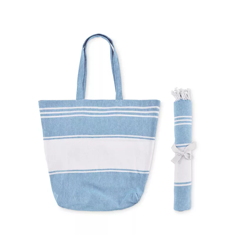 Torba plażowa z ręcznikiem hammam 180 g/m² HUMMUM - Turkusowy (MO2954-12)