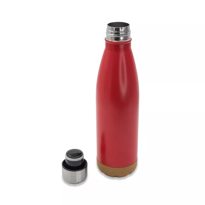 Butelka reklamowa próżniowa z korkowym spodem Jowi 500 ml - czerwony (R08445.08)