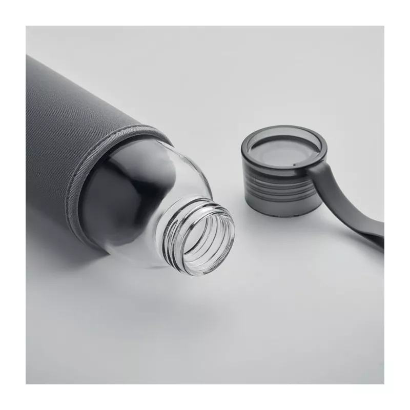 Butelka szklana z recyklingu 500 ml w etui EBOR - Szary (MO2089-07)