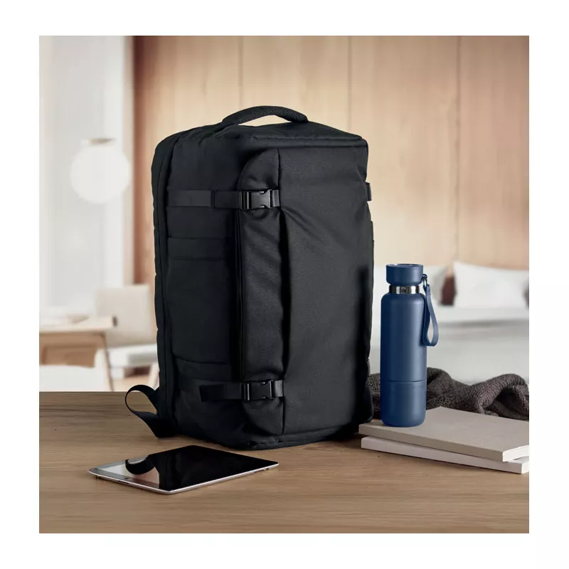 Plecak podróżny na laptop 17" RPET 600D NAMUR - Czarny (MO2738-03)