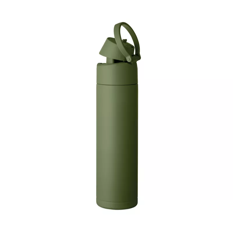 Butelka termiczna ze słomką 2 w 1 500 ml TOIEN TWO - Ciemnozielony (MO2988-60)