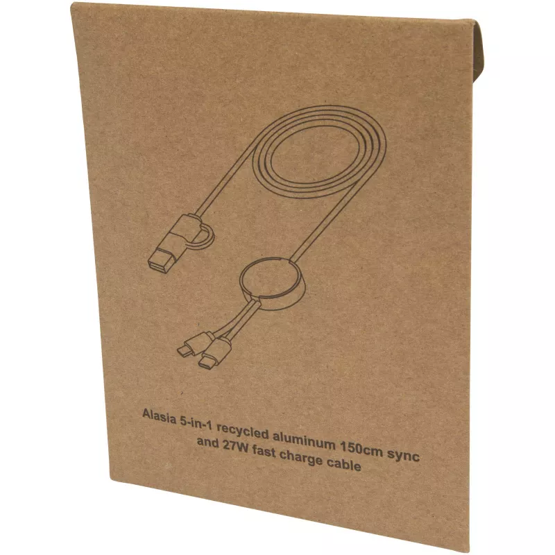 Alasia kabel do synchronizacji danych i szybkiego ładowania 5 w 1 27 W o długości 150 cm z tworzyw sztucznych i aluminium pochodzących z recyklingu - Czarny (12442590)