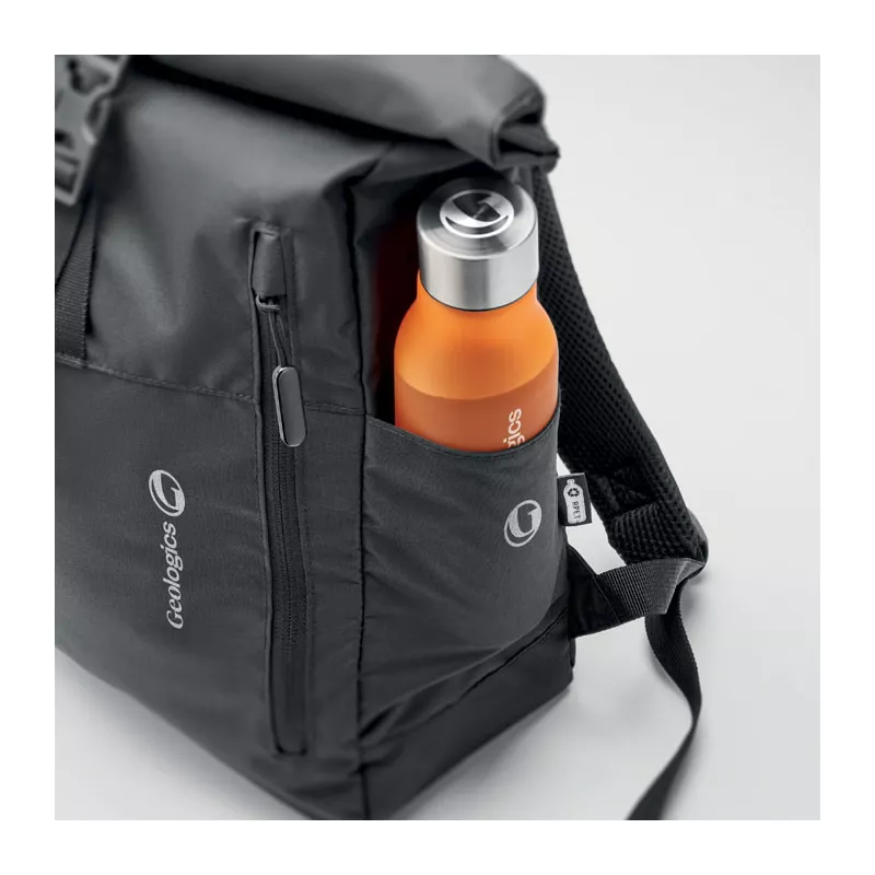 Plecak rolltop na laptop 15" z RPET VALLEY ROLLPACK - Czarny (MO2051-03)